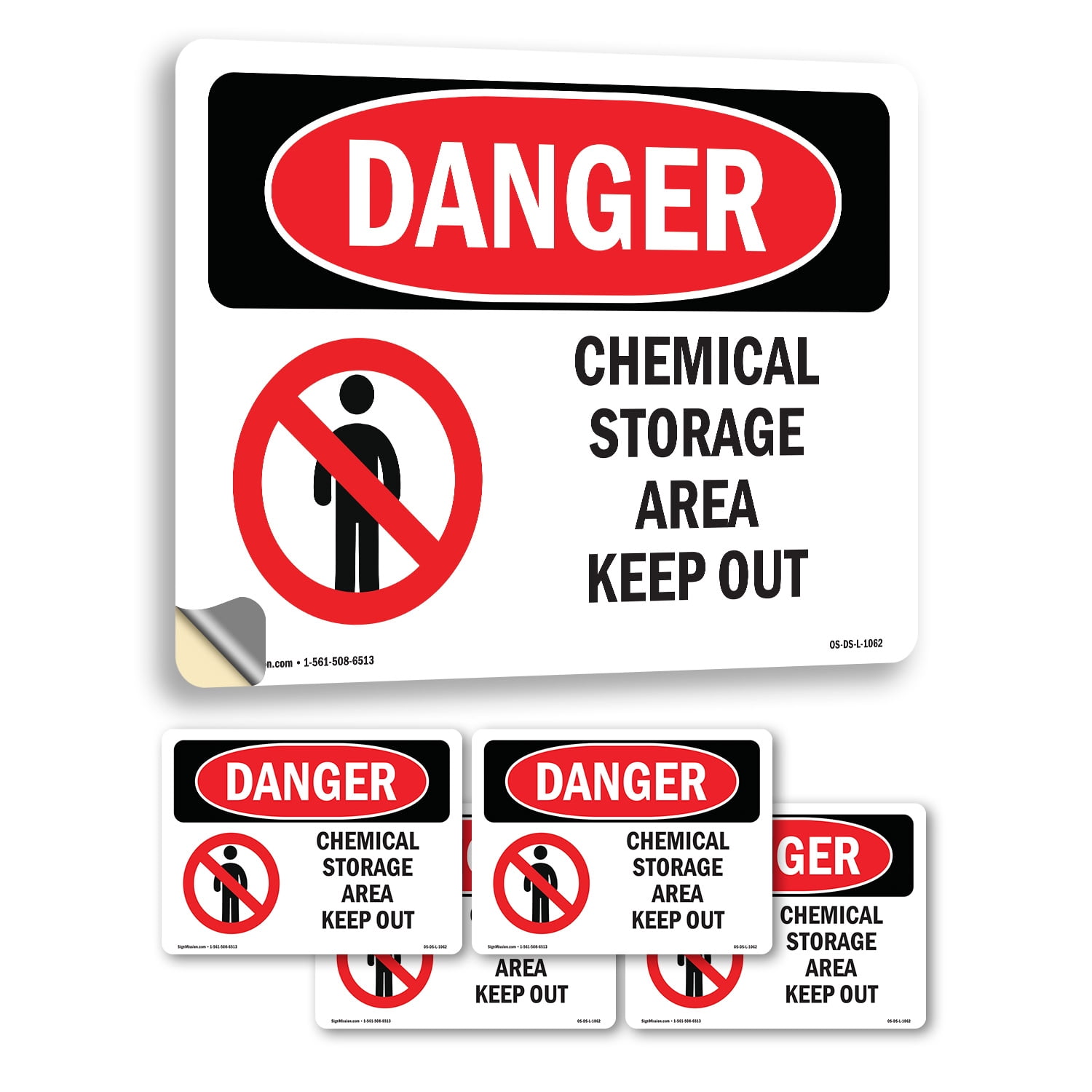 Chemical Storage Area Keep Out OSHA Danger Vinyl Decal Label 10 Inch x ...