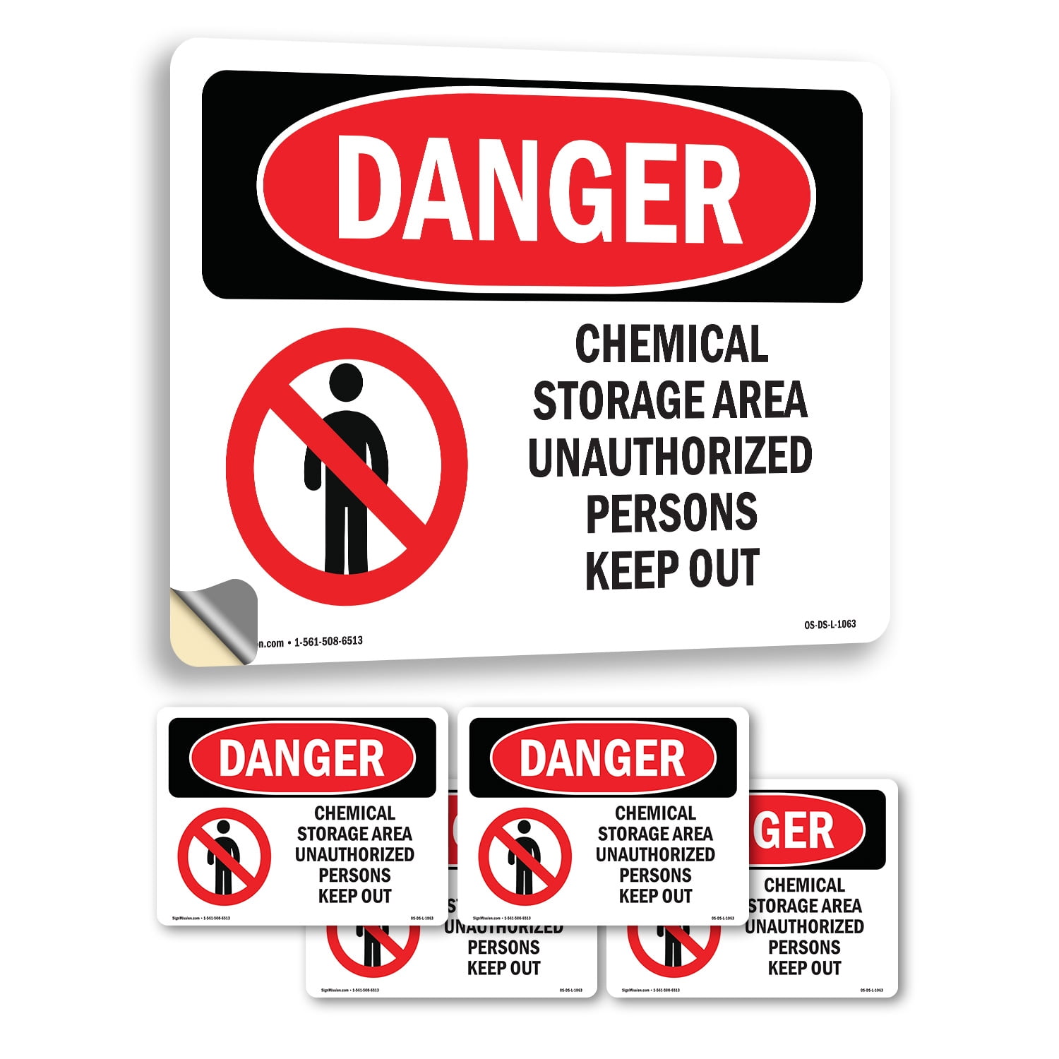 Chemical Storage Area Keep Out OSHA Danger Vinyl Decal Label 18 Inch x ...
