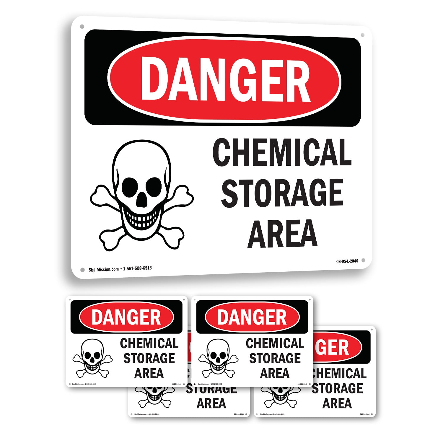 Chemical Storage Area OSHA Danger Aluminum Sign 18 Inch x 12 Inch - 5 ...