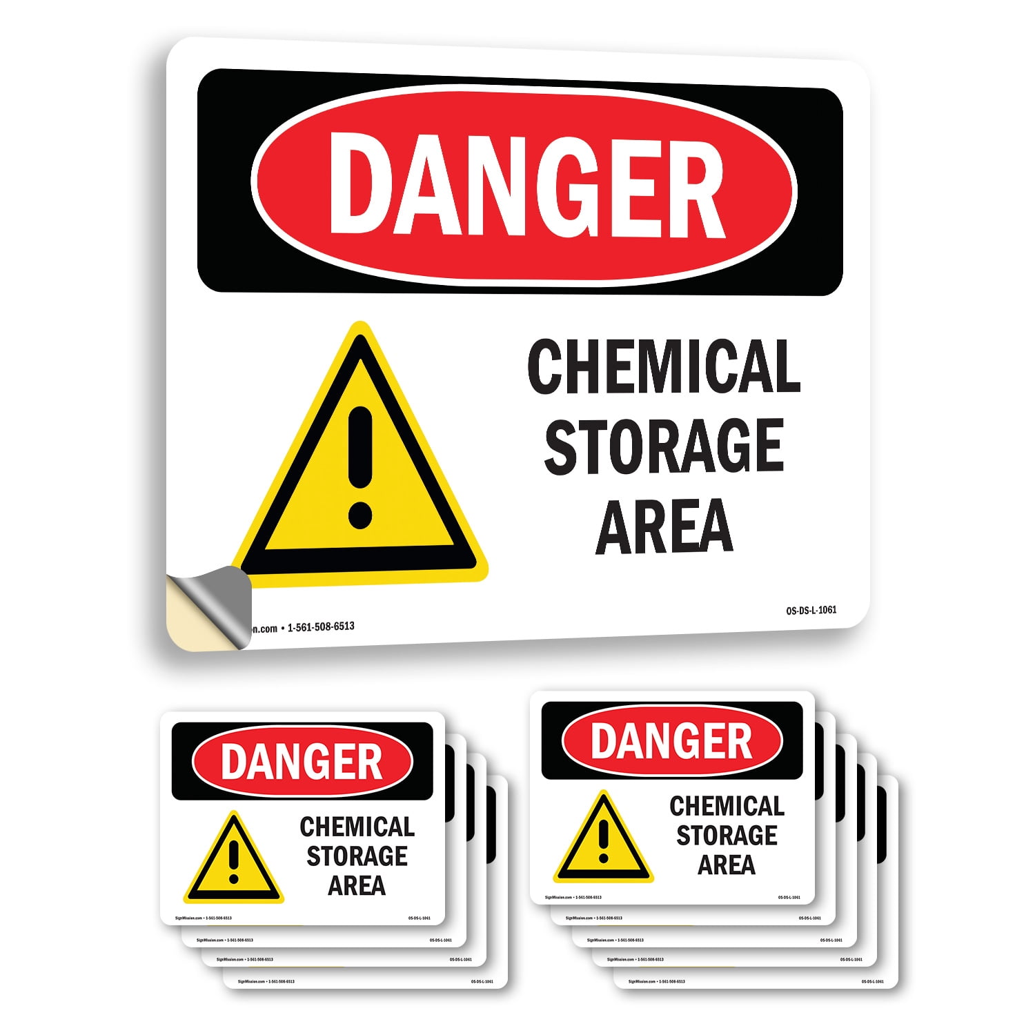 Chemical Storage Area OSHA Danger Vinyl Decal Label 24 Inch x 18 Inch ...