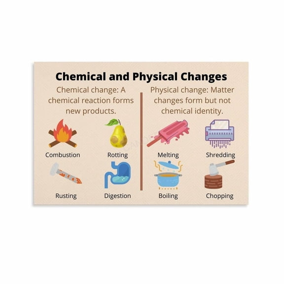 Chemical Vs Physical Change Poster Science Classroom (9) Canvas Painting Posters And Prints Wall Art for Living Room Bedroom Decor