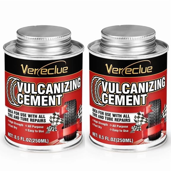 Chemical Vulcanizing Cement, Clear Tire Repair , All Purpose Rubber Heavy Duty Patch Kit with Brush Top Can for Car, Motorcycle, Bike, 17Oz