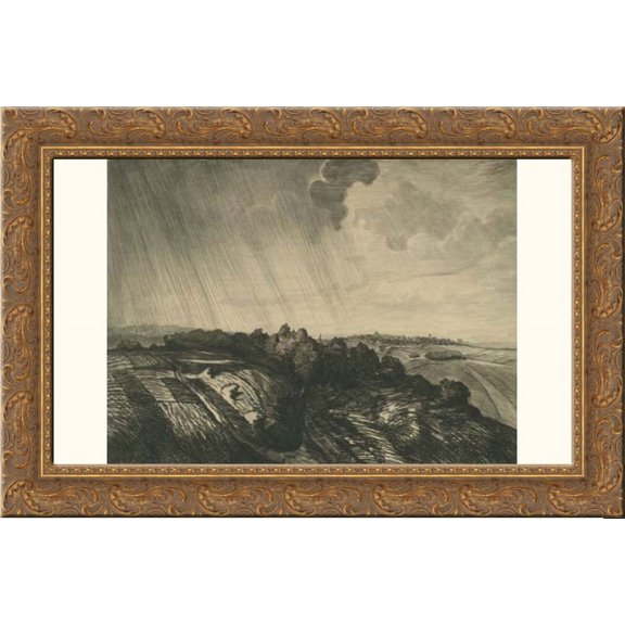 Chemin Creux Courdimanche 24x16 Gold Ornate Wood Framed Canvas Art by Theophile Steinlen