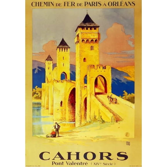 Chemin de Fer De Paris Cahors Decorative Poster. Fine Graphic Design. 16 x 24 Inch Poster