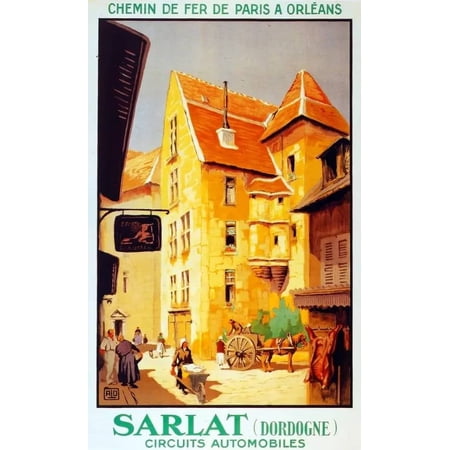Chemin de Fer Sarlat Dordogne Decorative Poster. Fine Graphic Design. 16 x 24 Inch Poster