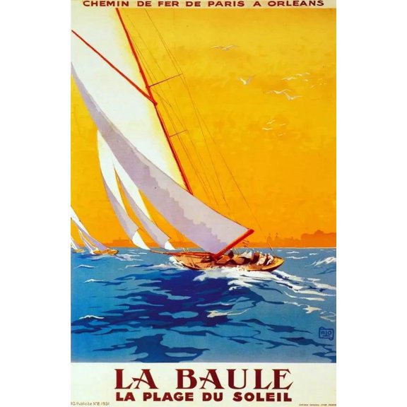 Chemin de Fer de Paris la Baule Decorative Poster. Fine Graphic Art Design. 24 x 36 Inch Poster