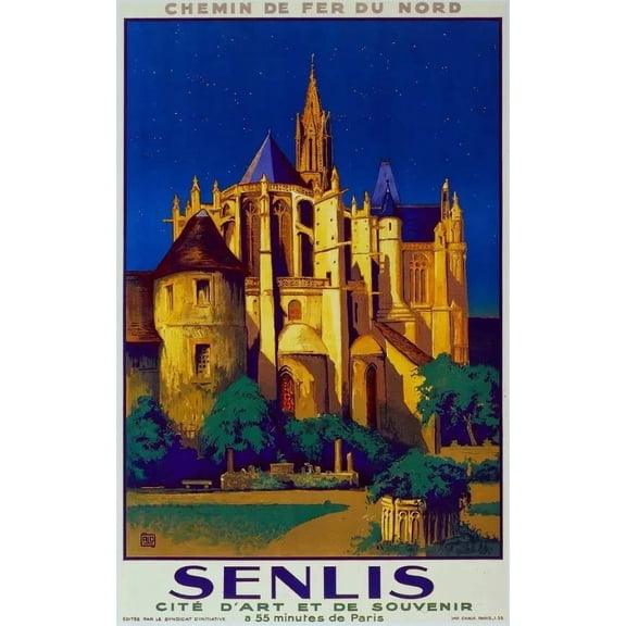 Chemin de Fer du Nord Senlis Decorative Poster. Fine Graphic Art Design. 11 x 17 Inch Poster