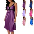 thumbnail image 1 of Chemise Nightgowns for Women Zaewscy Women's Home-use Summer Lightweight Lace-embroidered V-neck Short Nightgown Wine Free Size, 1 of 8