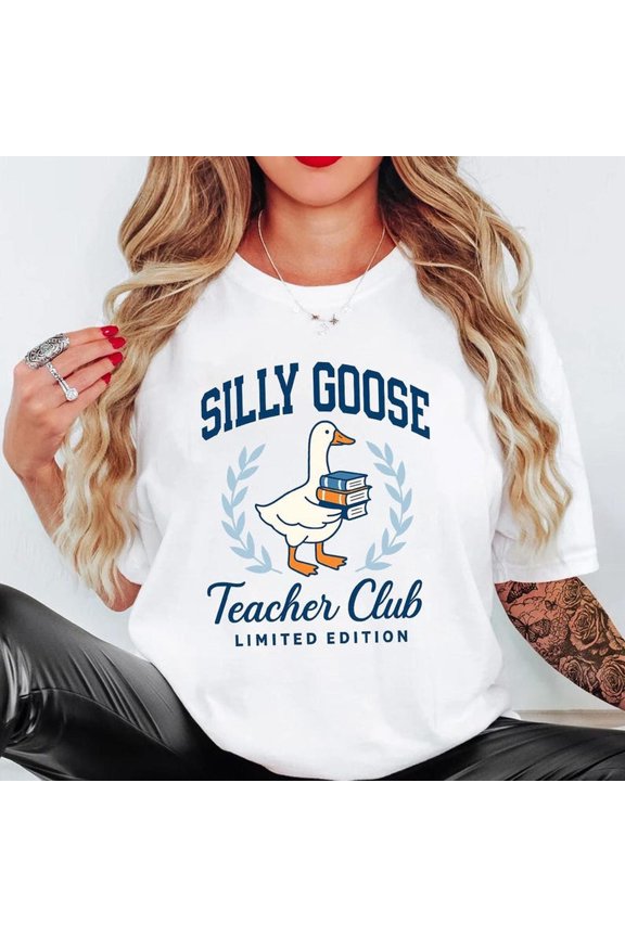 Chemise de professeur Silly Goose, t-shirt de professeur de rentrée scolaire, chemise de professeur d'école primaire, chemise d'oie drôle, chemise de premier jour d'école, cadeau de professeur
