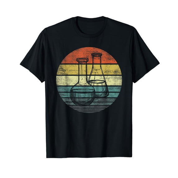 Chemist Gift Retro Sunset Laboratory Flask Chemistry Science T-Shirt