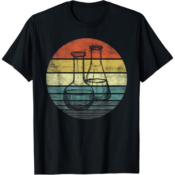 Chemist Gift Retro Sunset Laboratory Flask Chemistry Science T-Shirt