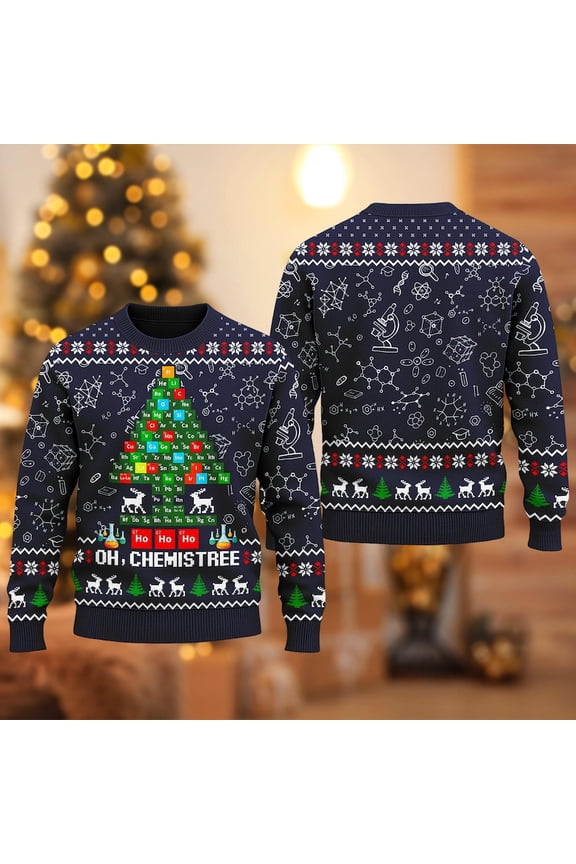Chemistree Christmas Ugly Sweater, Chemistry Teacher Sweatshirt, Science Teacher Xmas Holiday Gift, Chemist Christmas Tree Shirt