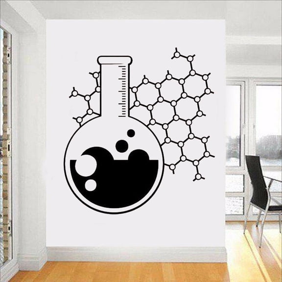 Chemistry Beaker Science Wall Decal Vinyl Teacher School Classroom Funny Education Atom Wall Sticker Art Home Room Decor 42x38cm