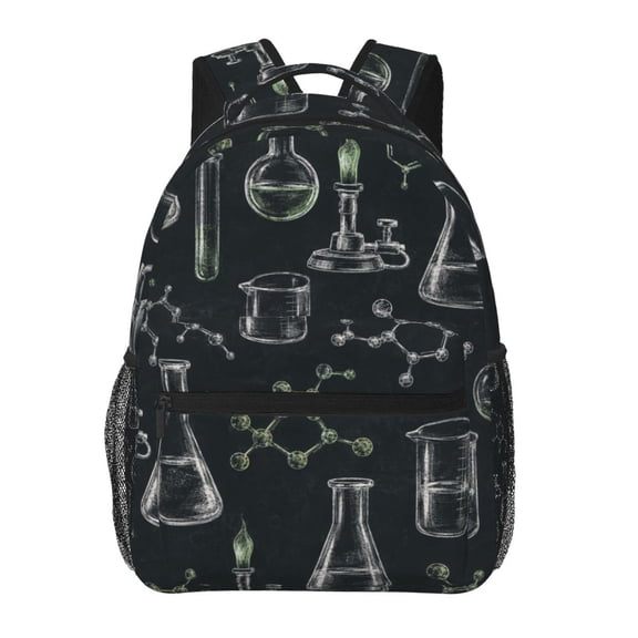 Chemistry Chalkboard Art Backpack Casual College Bag Zipper Laptop Daypack Hiking Rucksack Travel