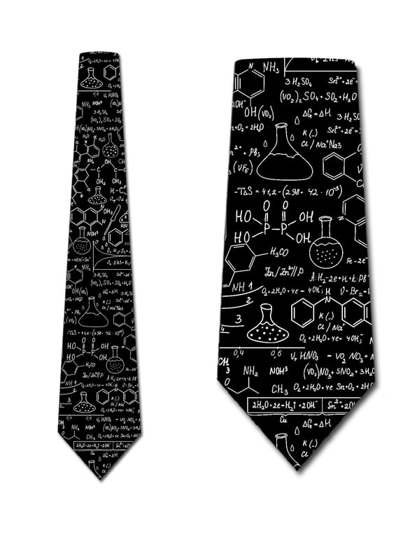Chemistry Equations Ties - Black Necktie Mens Tie by Three Rooker