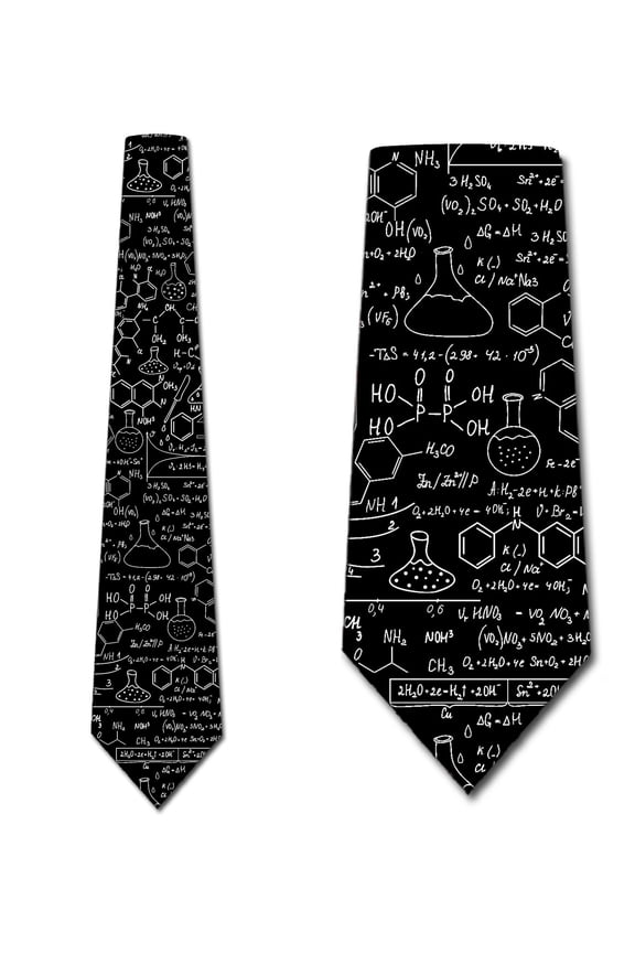 Chemistry Equations Ties - Black Necktie Mens Tie by Three Rooker