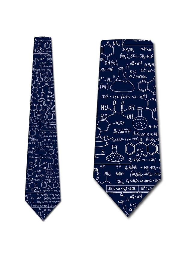 Chemistry Equations Ties Navy Necktie Mens Tie by Three Rooker