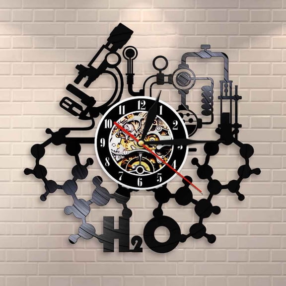 Chemistry Experiments Wall Clock Science Laboratory Decoration Periodical Elements Table Wall Art Retro Vinyl Record Wall Clock