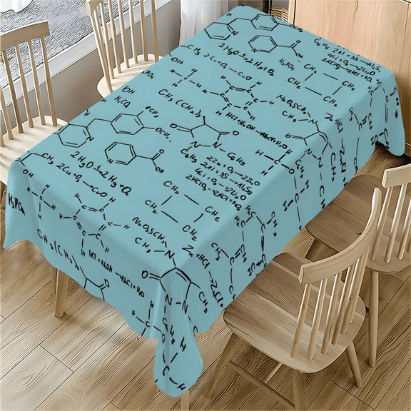 Chemistry Formula Print Tablecloth 55x77.1 inches Polyester for Science Theme Decor