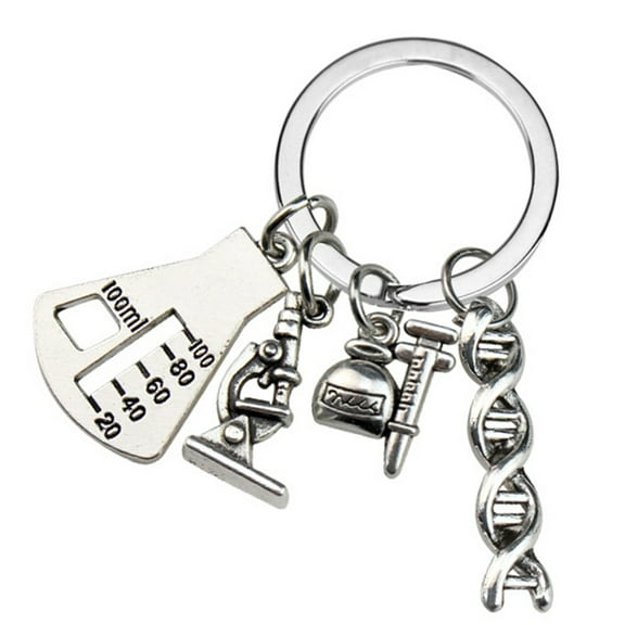 Chemistry Molecule Bag Pendant Alloy Keychain Molecular Structure Rings for Science Lovers and Management