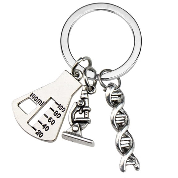 Chemistry Molecule Bag Pendant Alloy Keychain Molecular Structure Rings for Science Lovers and Management