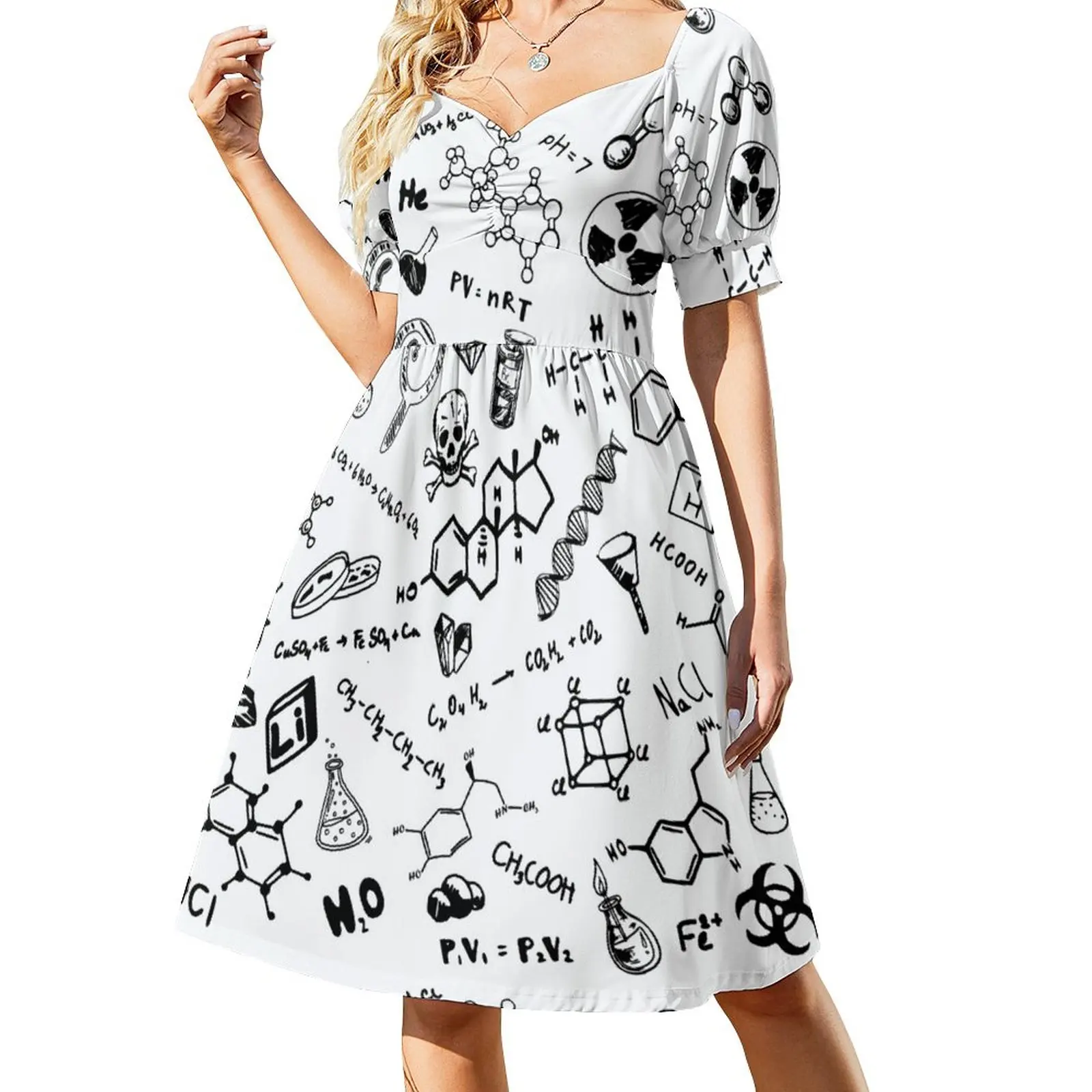 Chemistry Science Pattern Print Women Long Robe