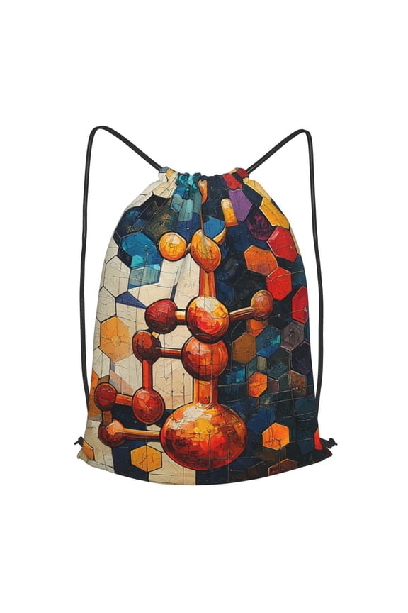 Chemistry Patterns Art Drawstring Backpack Gym String Bag Sports Sackpack Cinch Sack, Large