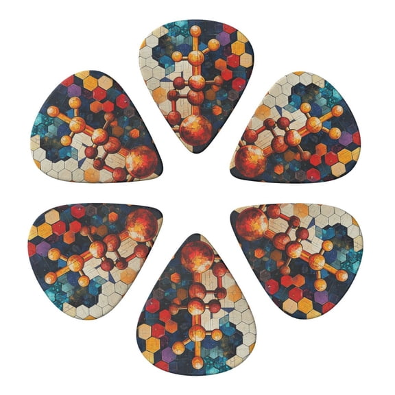 Chemistry Patterns Art Guitar Pick 6 Pack for Bass Acoustic Electric Guitars Lovers Gift 0.96mm