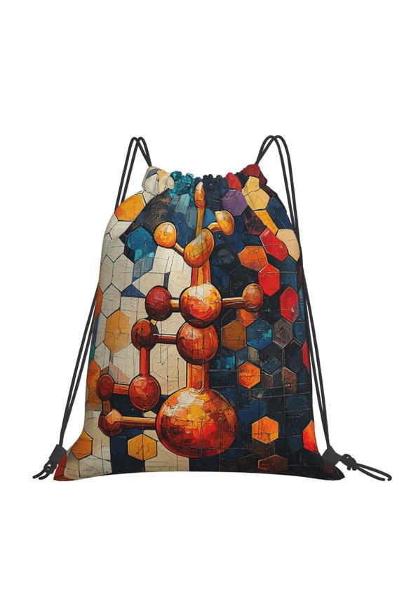 Chemistry Patterns Art Large Drawstring Backpack Casual Cinch Sack Bag Backpack for Sports Hiking Travel Gym