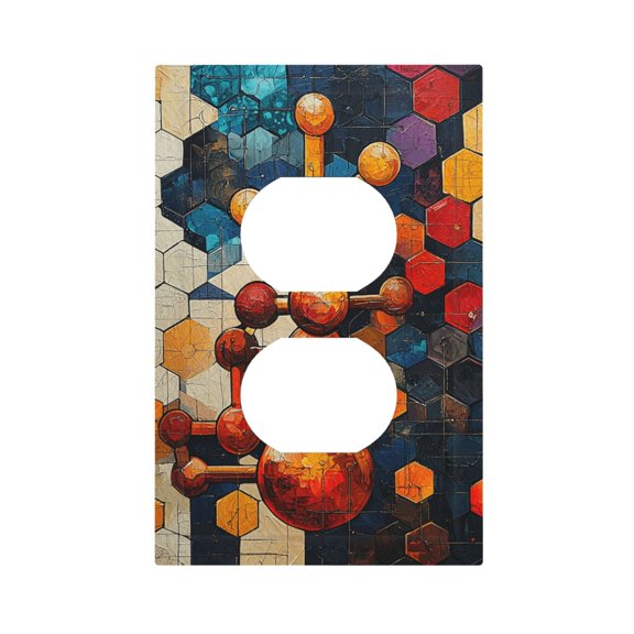 Chemistry Patterns Art Light Switch Cover Decorator Duplex Wall Plate 1-Gang Receptacle Outlet Decor