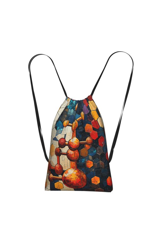 Chemistry Patterns Art Packable Drawstring Backpack, Lightweight Foldable Cinch Storage Bag for Gym Travel Shopping