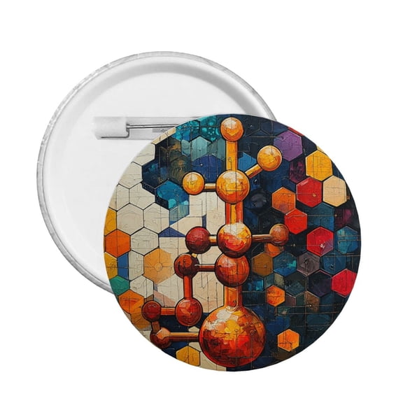 Chemistry Patterns Art Round Button Pin Badge 5PCS Pinback Buttons Lapel Pin for Jacket, Backpack, Hat, Party Favor, Gift