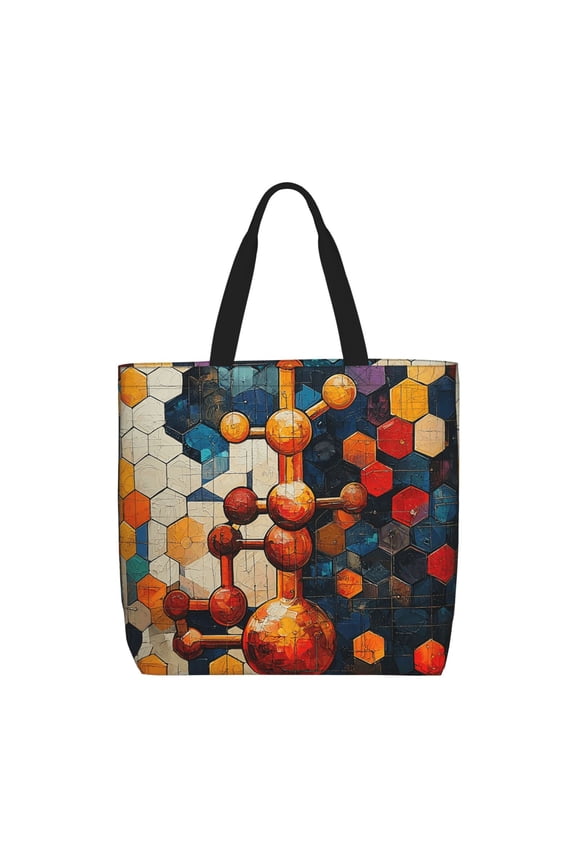 Chemistry Patterns Art Tote Bag Reusable Shoulder Handbag Top Handle Purse for Shopping Work