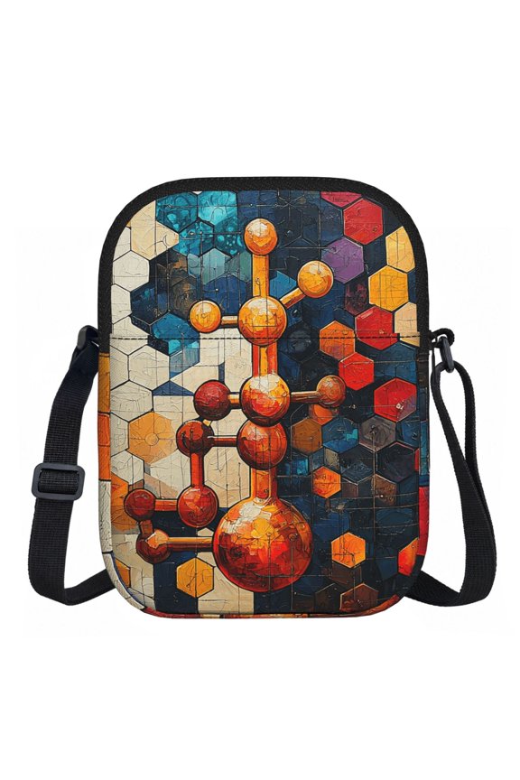 Chemistry Patterns Art Zipper Crossbody Bag Everyday Travel Pouch Adjustable Strap Commuter Bags