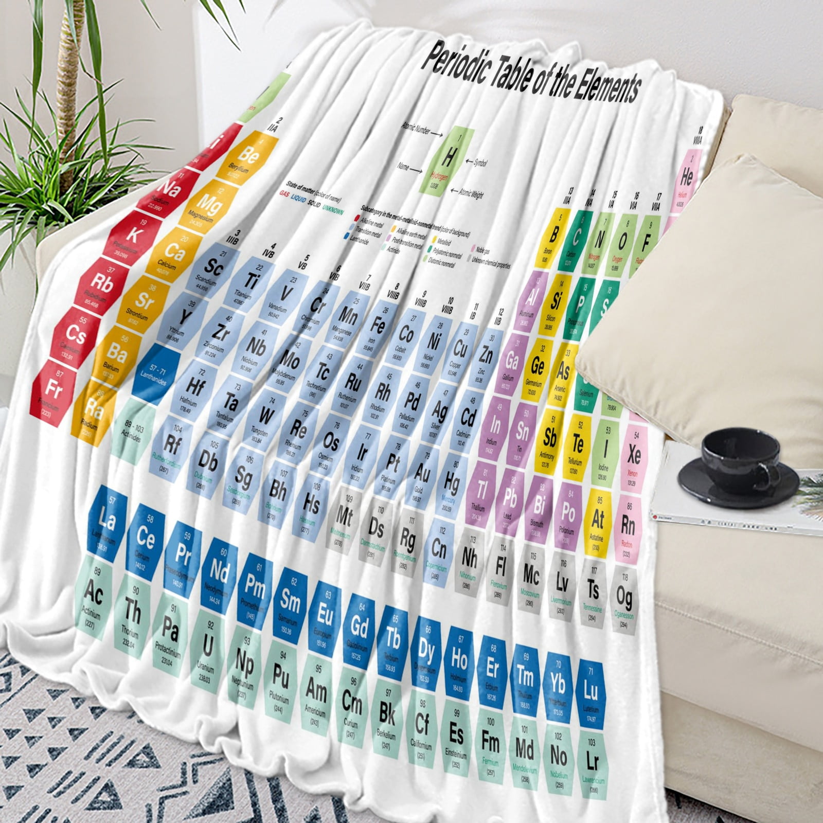 Periodic Table Sherpa Blanket – Queen Size Science Chemistry Plush Throw For Bed & Couch - View #2