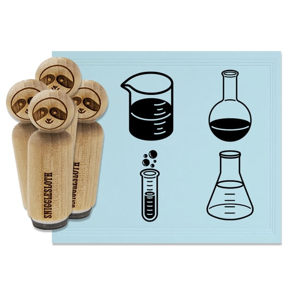 Chemistry Science Flask Test Tube Beaker Rubber Stamp Set for Scrapbooking Crafting Stamping - Mini 1/2 Inch