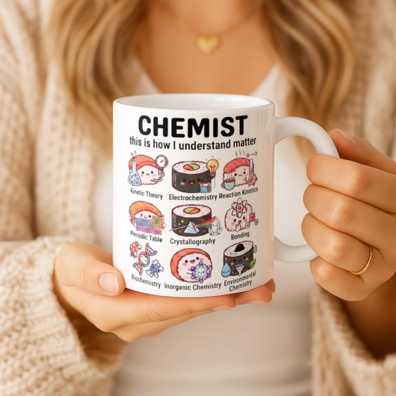Chemistry Sushi Mug, Nerd STEM Student Present, Amino Acids Science Nerd Gift, Ceramic Mug 11oz