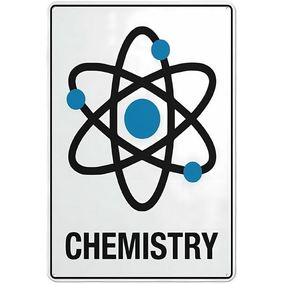 Chemistry Symbol Warning Tin Sign 12 x 8 Inches - Indoor Outdoor Wall Decor for Home Kitchen, Garage, Science Lab, Durable for Science Enthusiasts
