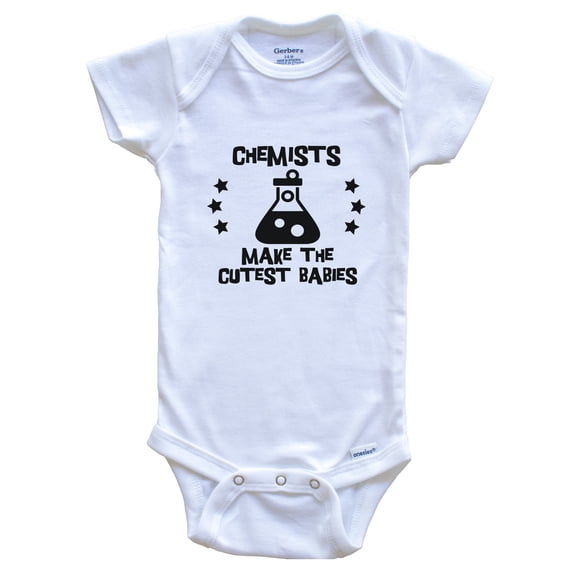 Chemists Make the Cutest Babies Funny Chemistry Baby Bodysuit, 0-3 months white