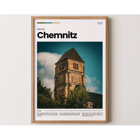 Chemnitz Poster, Chemnitz Print, Chemnitz Photo, Chemnitz Art, Germany Poster, Germany Print, Travel Poster Gift, 16x24 UNFRAMED