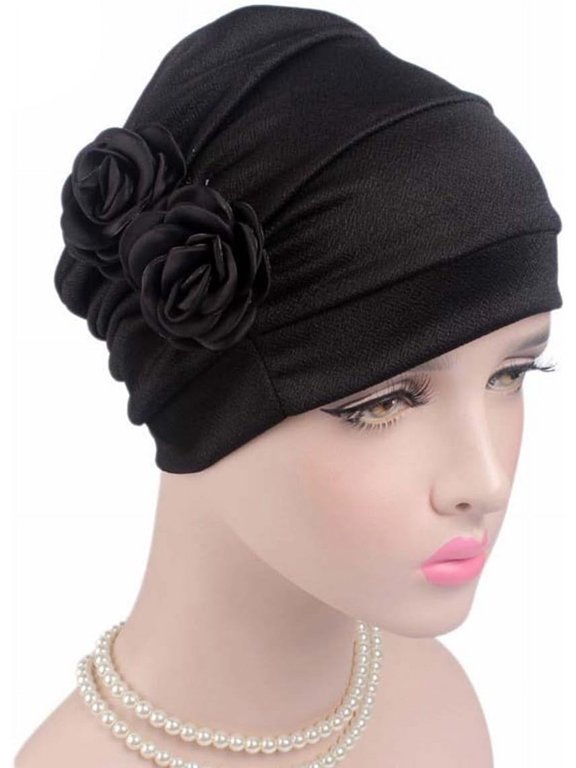 Headwear for Women Turbans Beanie Rose Flowers Hat Headwrap for Cancer Patient Hair Loss