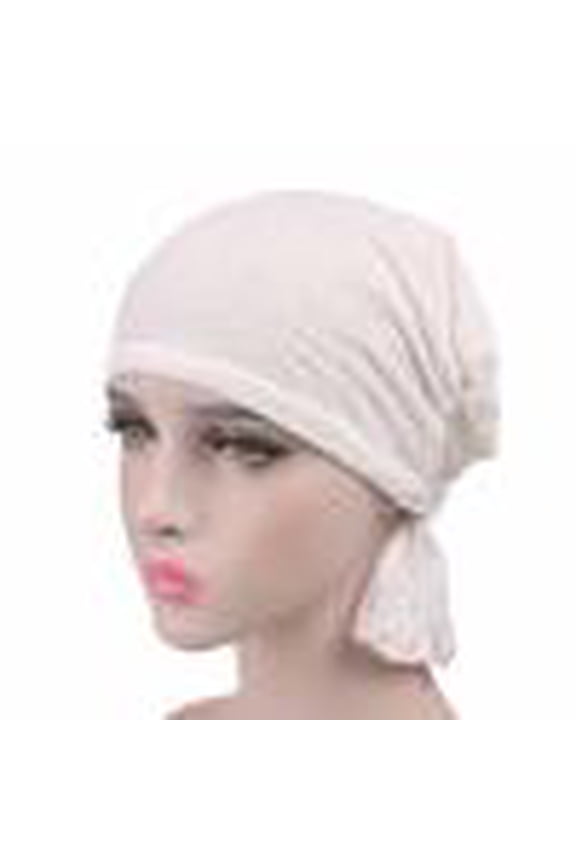 Chemo Cap, Soft Hat for Hair Loss, Headwear for Chemo Patients, Turban Beanie for Cancer Alopecia, Head Cover, Hijab ,White