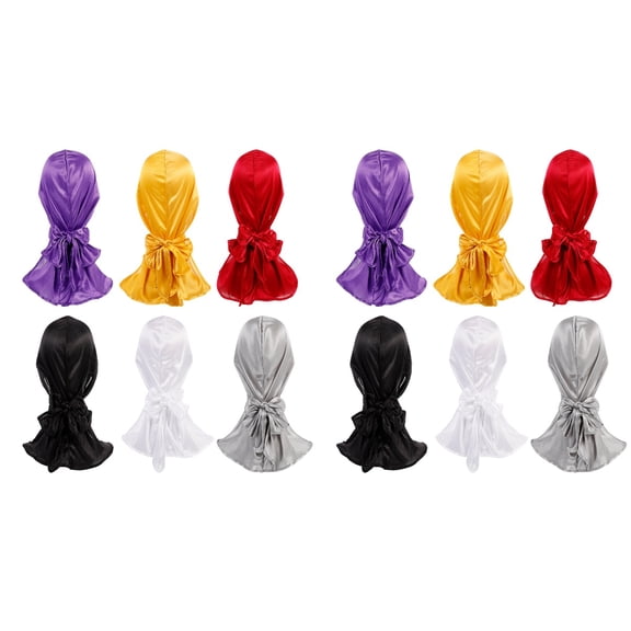 Chemo Hat Elastic Caps Wave Bonnet for Men Hair Ties Elasticity Man Miss Polyester 12 Pcs