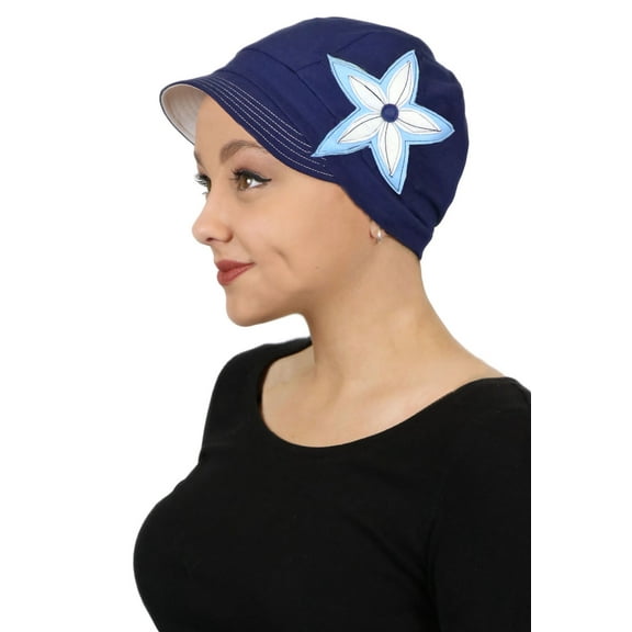 Chemo Hats for Women Cancer Headwear Headcoverings Soft Cotton Cute Baseball Caps (Blue Moon)