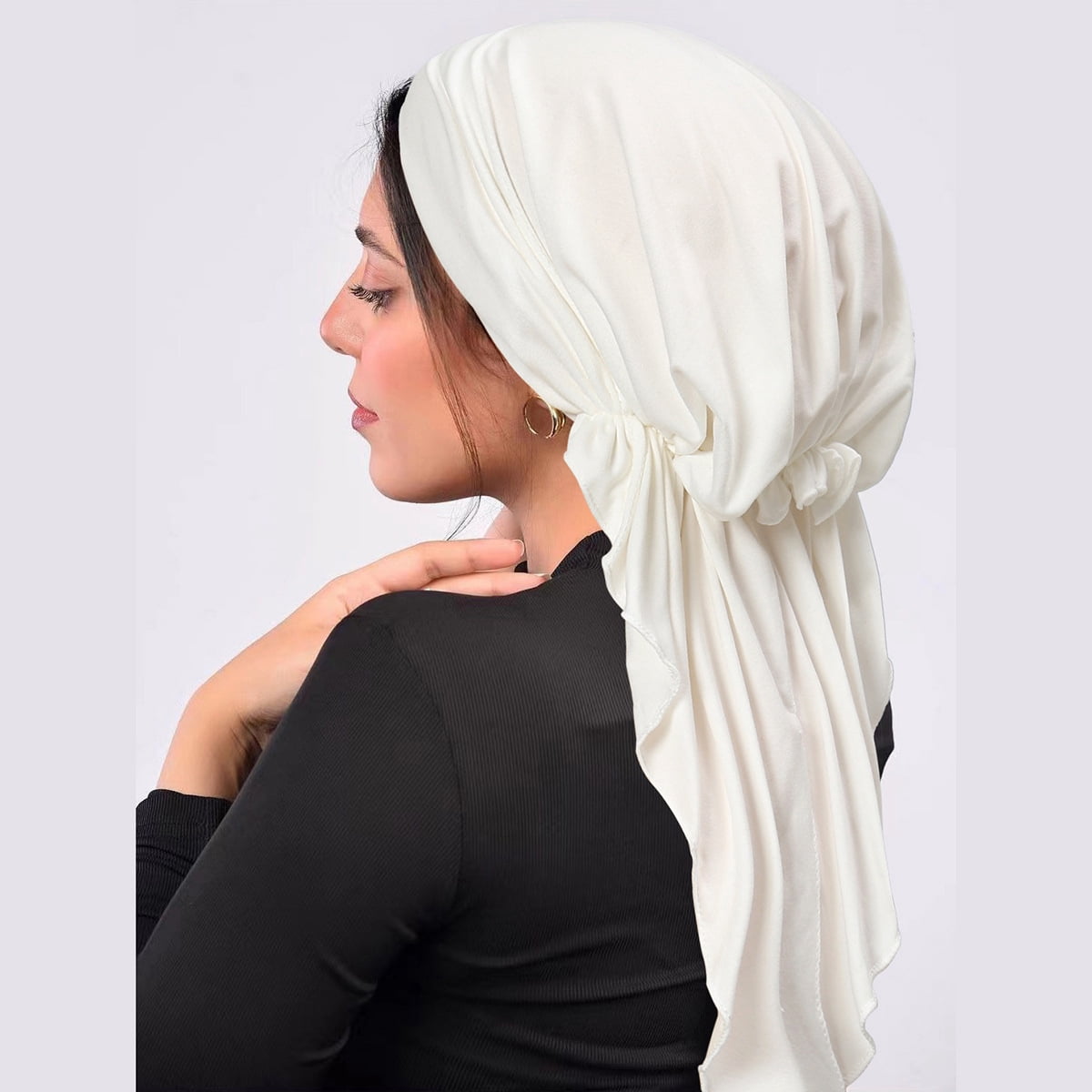 Pre-Tied Turban Beanie Cap Lightweight Chemo Headwrap Skull Cap Luxurious Silk Satin Lined Halo Turban Head Wrap - Pre-Tied  main image 3