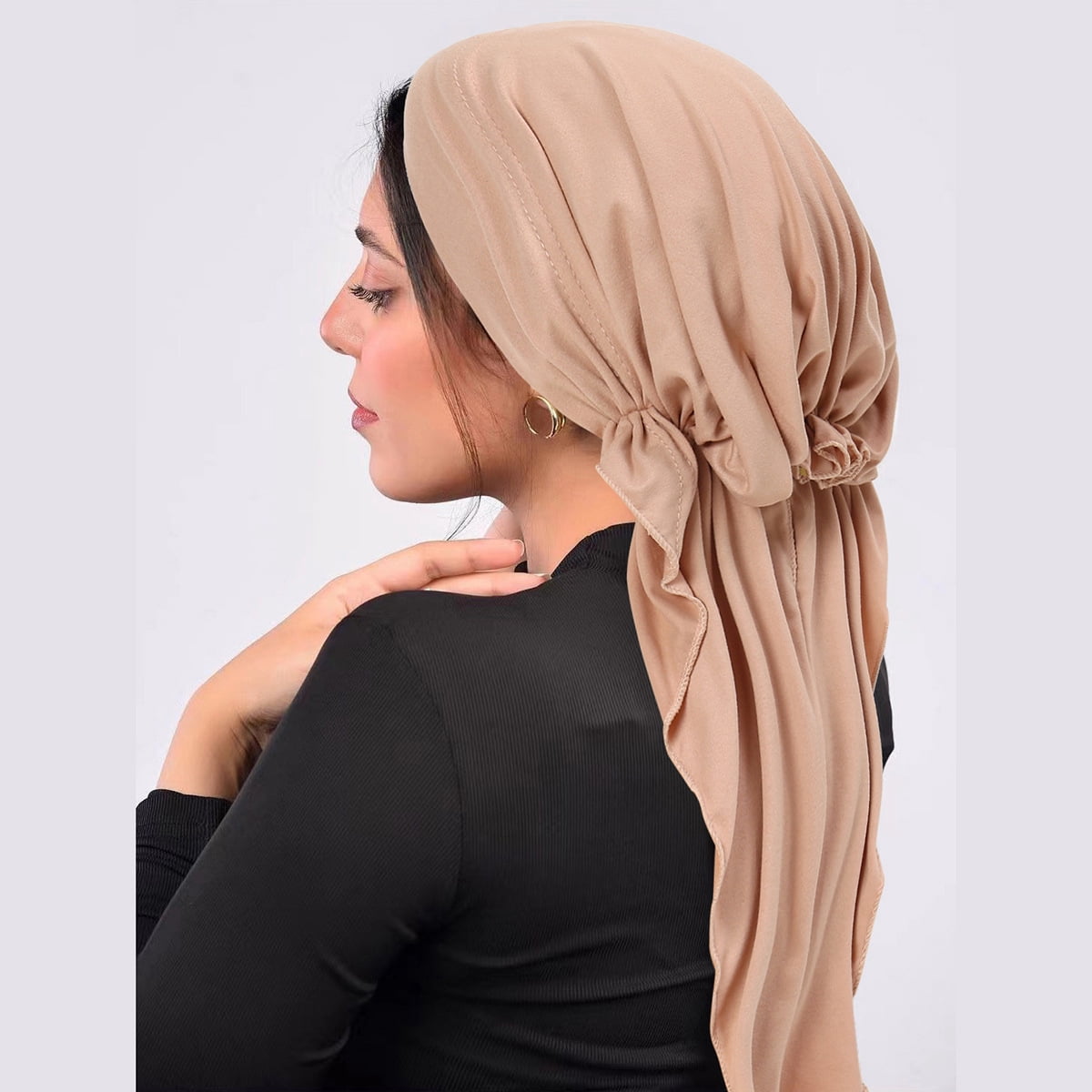 Pre-Tied Turban Beanie Cap Lightweight Chemo Headwrap Skull Cap Luxurious Silk Satin Lined Halo Turban Head Wrap - Pre-Tied  main image 2