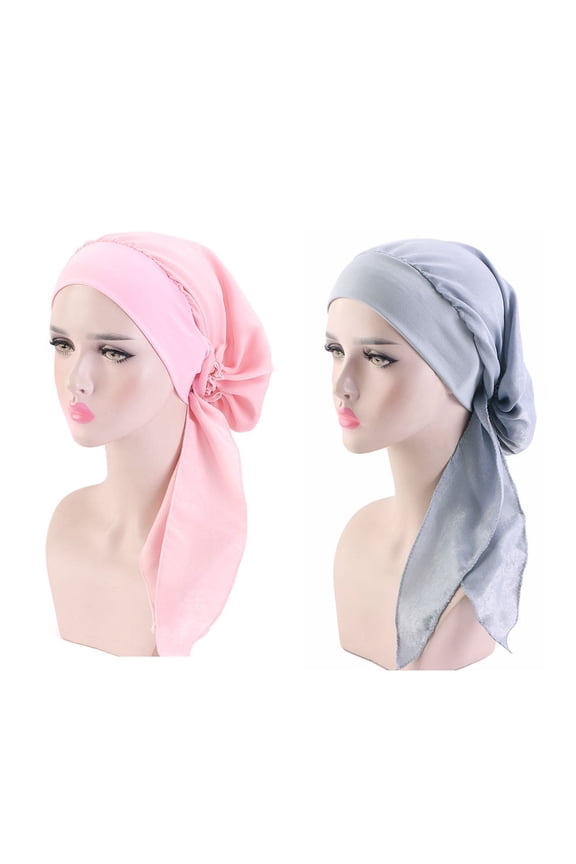 Chemo Headwear for Women Head Scarf Headwraps Silky Soft Turbans for Women Cancer Hats Chemo Beanie Coverings Scarves -2Pcs