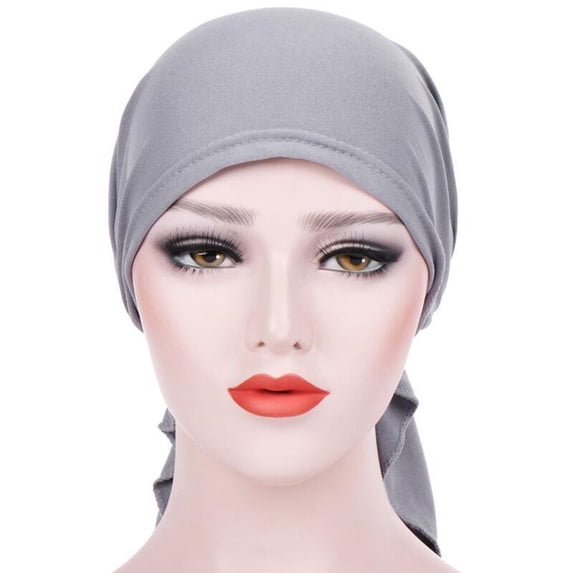 Chemo Pre-tied Hijiab Turban Head Wrap Scarf For Women Gray