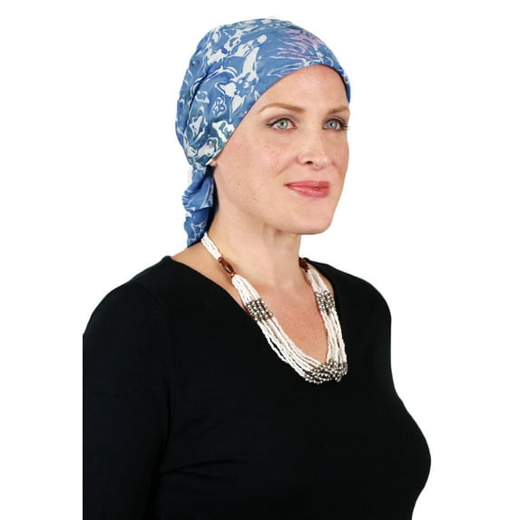 Chemo Scarves for Women Head Scarf Cancer Headwear Head Wrap Batik From Bali 28" Square (Summer Rain)