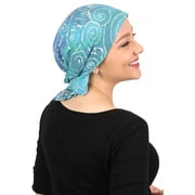 Chemo Scarves for Women Head Scarf Cancer Headwear Head Wrap Batik From Bali 28 Square Turquoise Swirl